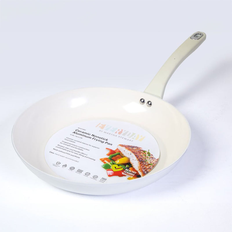 Martha Stewart Rexford 12" Forged Aluminum Frying Pan - Ceramic Nonstick Interior - Induction Base - Soft Touch Handle - Color Label