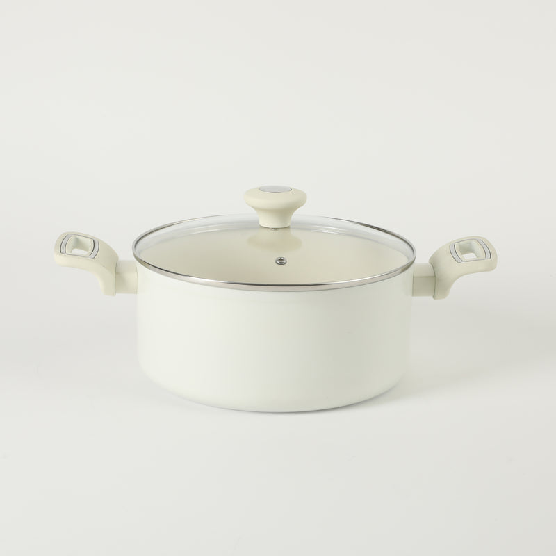 Martha Stewart Everyday Rexford 5qt Forged Aluminum Dutch Oven w/ Lid - Ceramic Nonstick - Induction Base - Soft Touch Handle - Color Label (Linen)