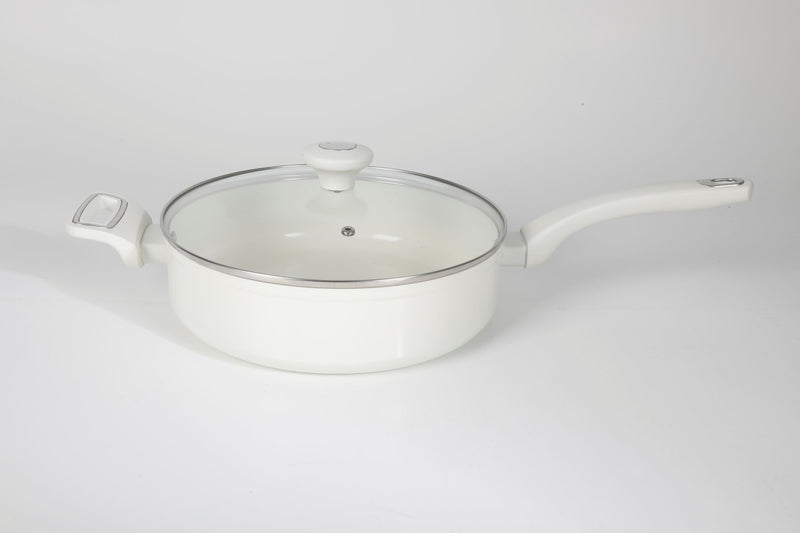 Martha Stewart Everyday Rexford 5qt Forged Aluminum Sauté Pan w/ Lid & Helper Handle - Ceramic Nonstick - Induction Base - Soft Touch Handle - Color Label