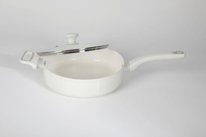 Martha Stewart Everyday Rexford 5qt Forged Aluminum Sauté Pan w/ Lid & Helper Handle - Ceramic Nonstick - Induction Base - Soft Touch Handle - Color Label