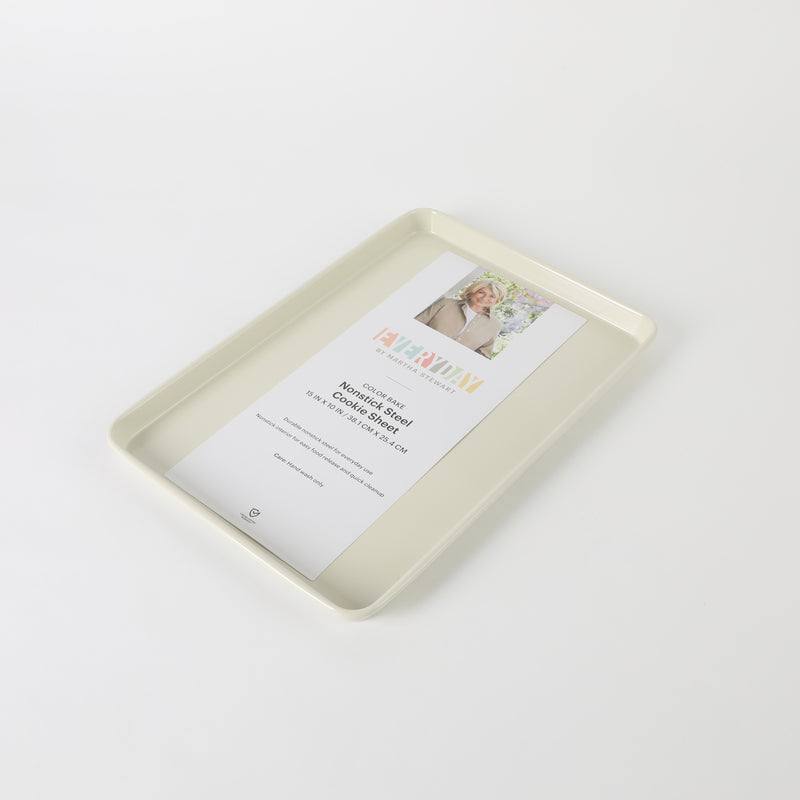 Martha Stewart Everyday 15" x 10" Color Bake Carbon Steel Cookie Sheet - Linen Exterior & Off White Nonstick Interior - Color Label