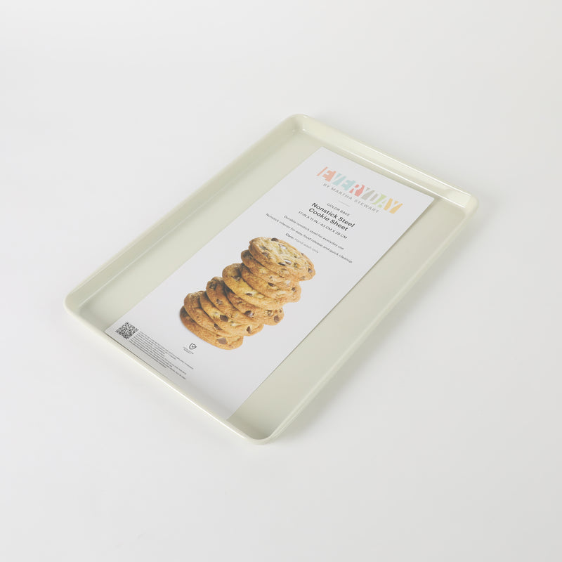 Martha Stewart Everyday 17" x 11" Color Bake Carbon Steel Cookie Sheet - Linen Exterior & Off White Nonstick Interior - Color Label