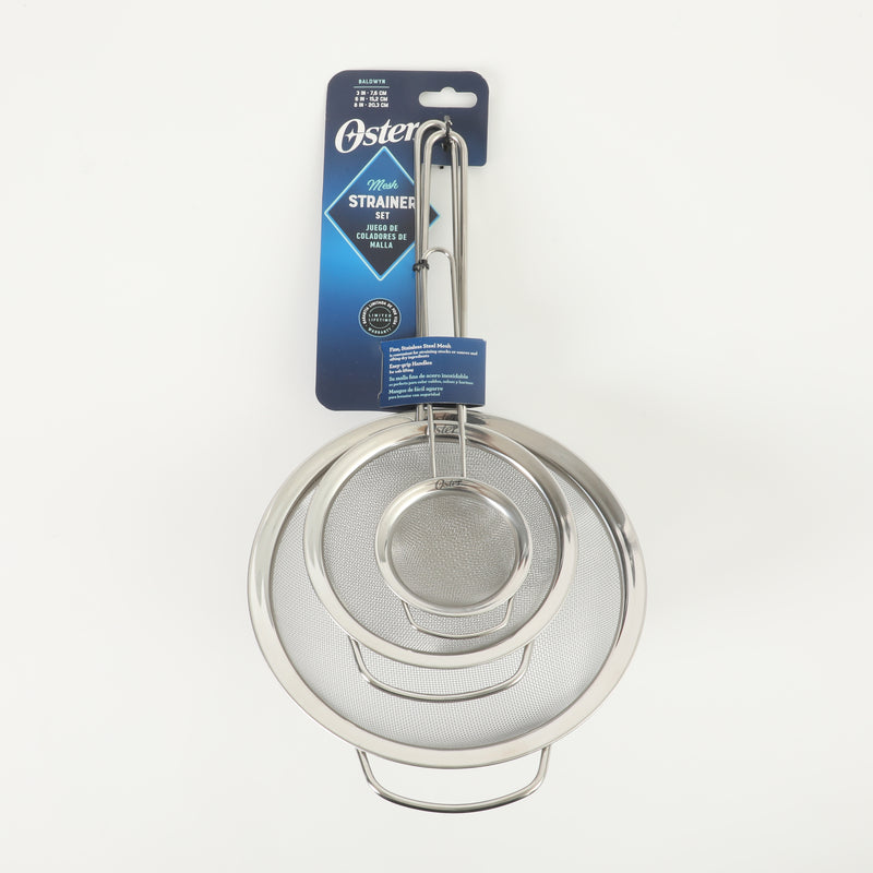 Oster Baldwyn 3pc Stainless Steel Mesh Strainer - Tie Card