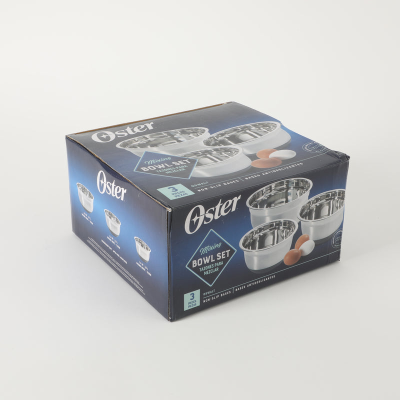 Oster Oswalt 3pc Stainless Steel Mixing Bowl Set w/ Black Antiskid Base - GBX