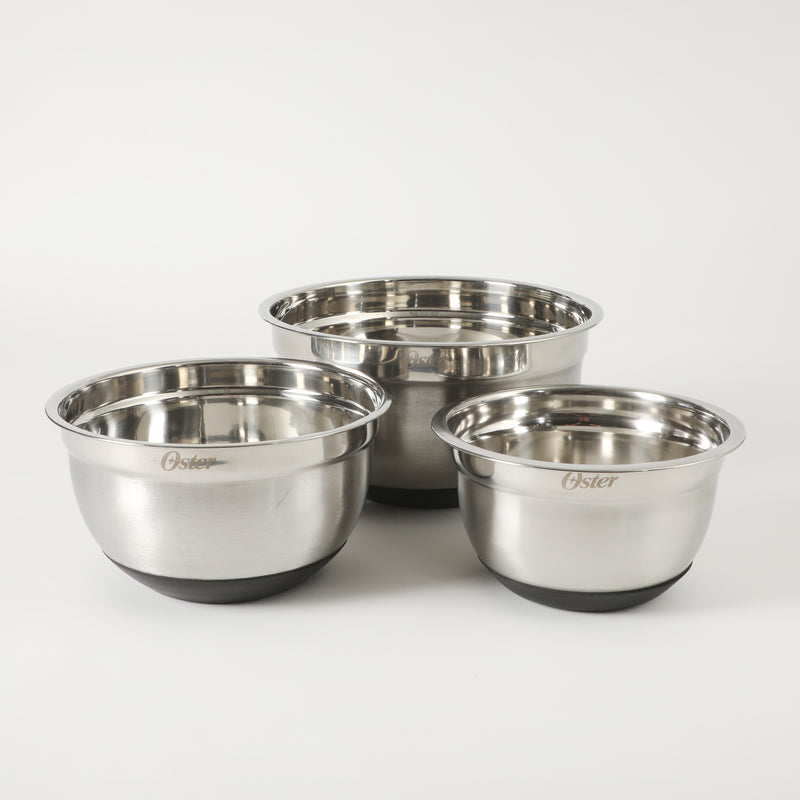 Oster Oswalt 3pc Stainless Steel Mixing Bowl Set w/ Black Antiskid Base - GBX