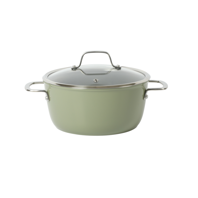 Sur la Table Kitchen Essentials Gourmet Cuisine 10pc Forged Aluminum Cookware Set w/ Glass Lid - Grey Ceramic Titanium Interior - Induction Base - Stainless Steel Hollow Handle - Gift Box w/ Remailer