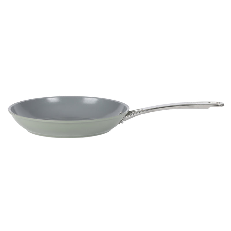 Sur La Table Kitchen Essentials Gourmet Cuisine 10" Forged Aluminum Frying Pan - Grey Ceramic Titanium Interior - Induction Base - Stainless Steel Hollow Handle - Color Sleeve