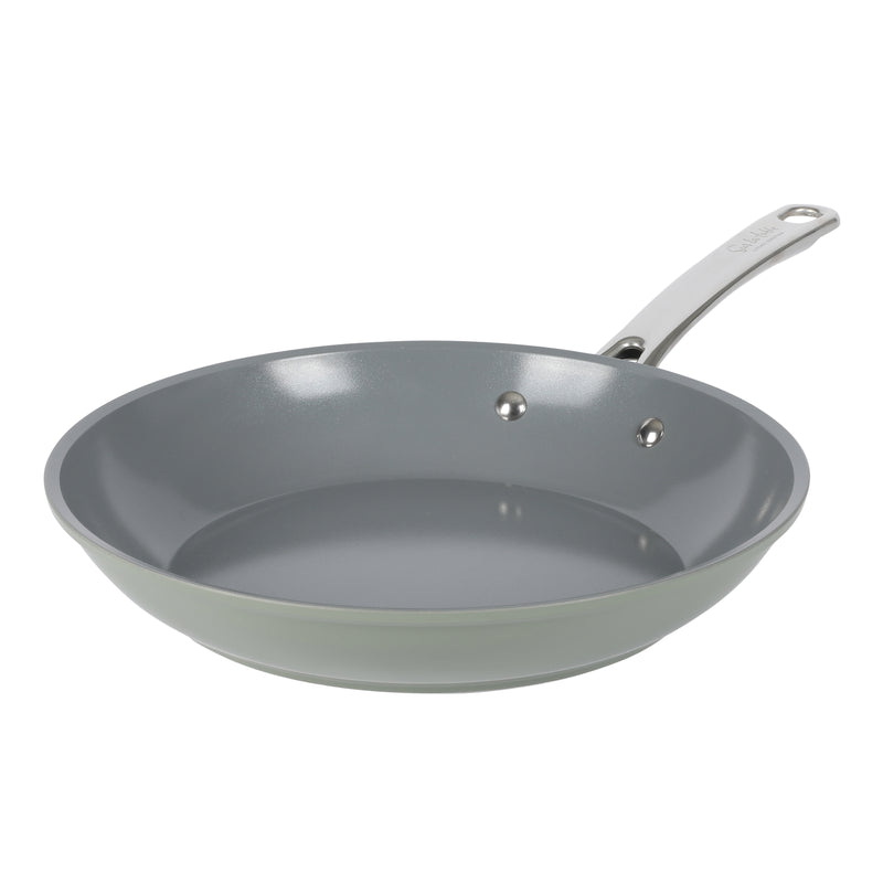Sur La Table Kitchen Essentials Gourmet Cuisine 10" Forged Aluminum Frying Pan - Grey Ceramic Titanium Interior - Induction Base - Stainless Steel Hollow Handle - Color Sleeve