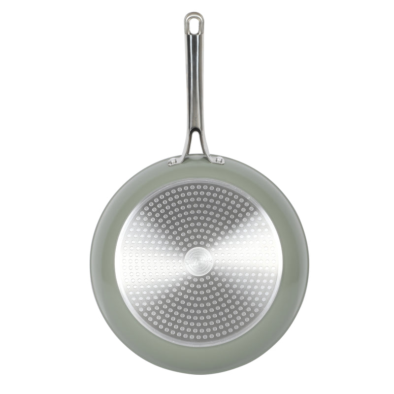 Sur La Table Kitchen Essentials Gourmet Cuisine 12" Forged Aluminum Frying Pan - Grey Ceramic Titanium Interior - Induction Base - Stainless Steel Hollow Handle - Color Sleeve