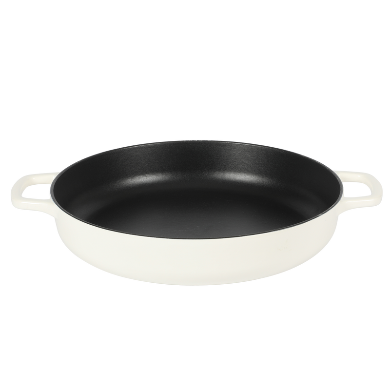 Sur la Table Kitchen Essentials Supper Club 3.75qt Enamel Cast Iron Everyday Pan w/ Borosilicate Lid - Matte Black Enamel Interior - Stainless Steel Knob - Color Sleeve w/ Remailer