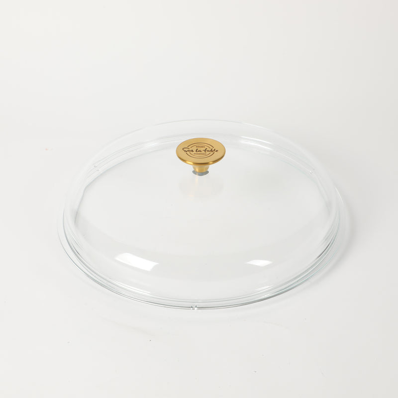 Sur la Table Kitchen Essentials Supper Club 3.75qt Enamel Cast Iron Everyday Pan w/ Borosilicate Lid - Matte Black Enamel Interior - Stainless Steel Knob - Color Sleeve w/ Remailer