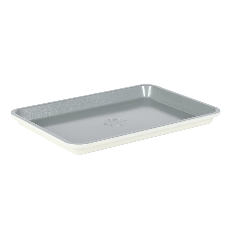 Sur la Table Kitchen Essentials Bake Sale 13" Carbon Steel Cookie Sheet - Eggshell - Grey Nonstick Interior - Color Label