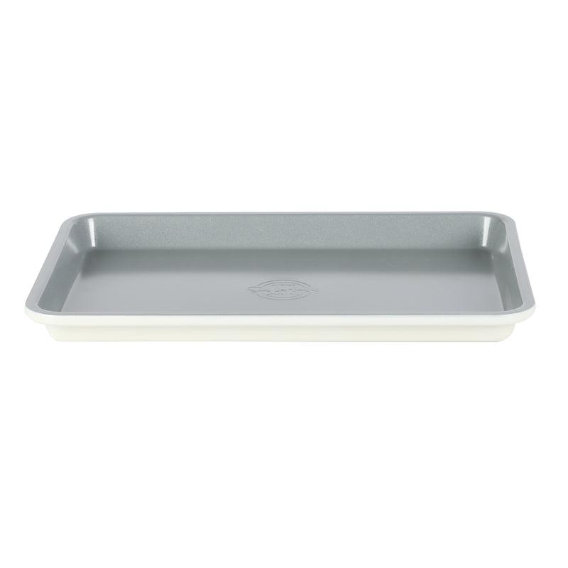 Sur la Table Kitchen Essentials Bake Sale 13" Carbon Steel Cookie Sheet - Eggshell - Grey Nonstick Interior - Color Label