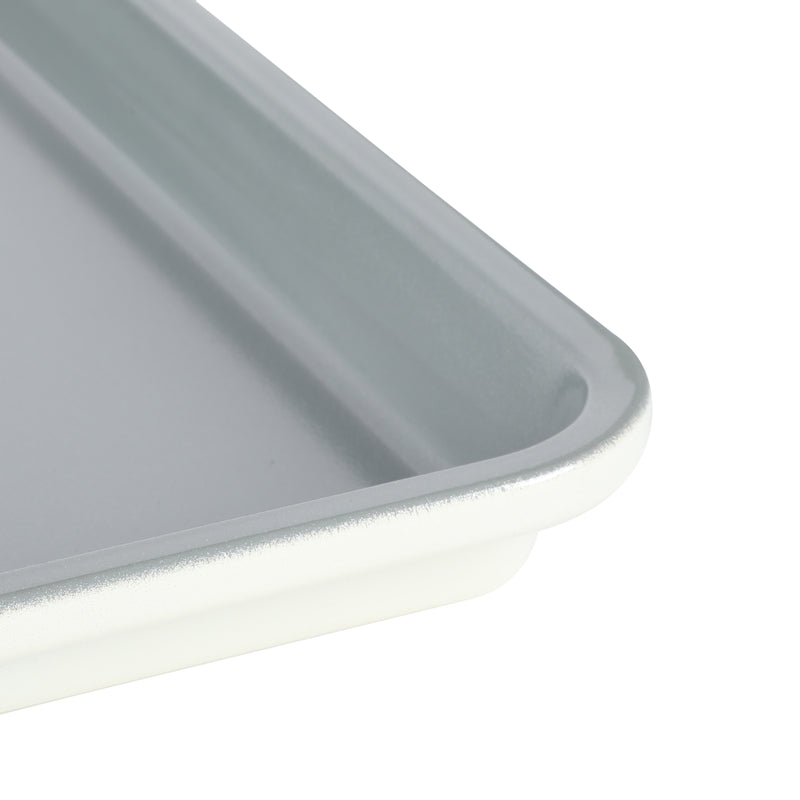 Sur la Table Kitchen Essentials Bake Sale 13" Carbon Steel Cookie Sheet - Eggshell - Grey Nonstick Interior - Color Label
