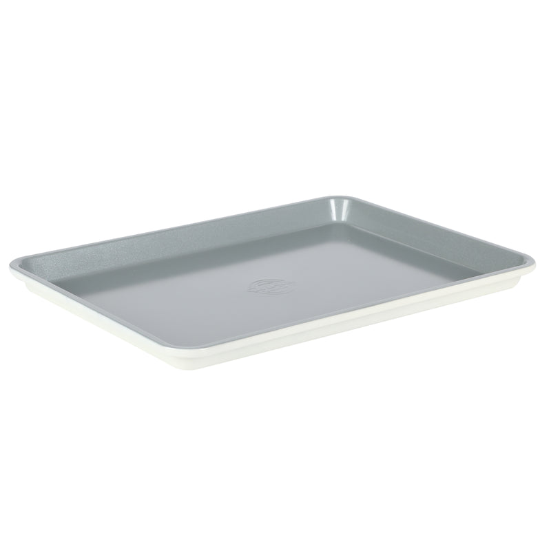 Sur la Table Kitchen Essentials Bake Sale 15" Carbon Steel Cookie Sheet - Eggshell - Grey Nonstick Interior - Color Label