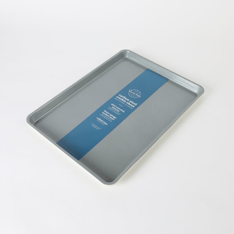 Sur la Table Kitchen Essentials Bake Sale 18" Carbon Steel Cookie Sheet - Eggshell - Grey Nonstick Interior - Color Label