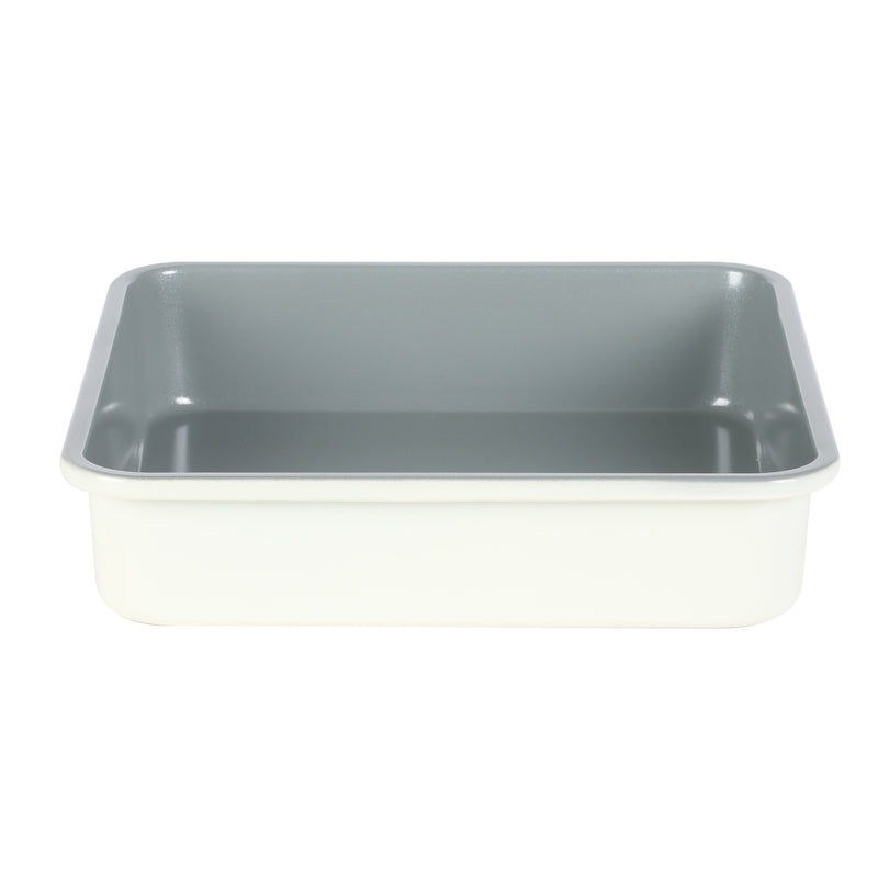 Sur la Table Kitchen Essentials Bake Sale 9" Carbon Steel Cake Pan - Eggshell - Grey Nonstick Interior - Color Label