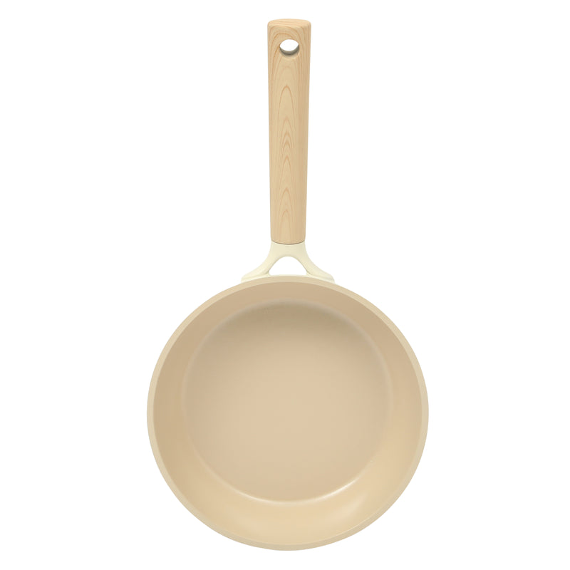Gibson Elite Folkstone 13pc Cast Aluminum Set w/ Kitchen Tools - Linen - Nonstick Ceramic Interior - Induction Base - Wood Look Soft Touch Handle - Gift Box