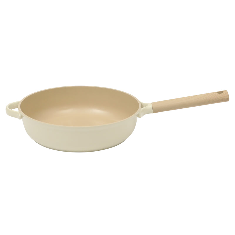 Gibson Elite Folkstone 13pc Cast Aluminum Set w/ Kitchen Tools - Linen - Nonstick Ceramic Interior - Induction Base - Wood Look Soft Touch Handle - Gift Box