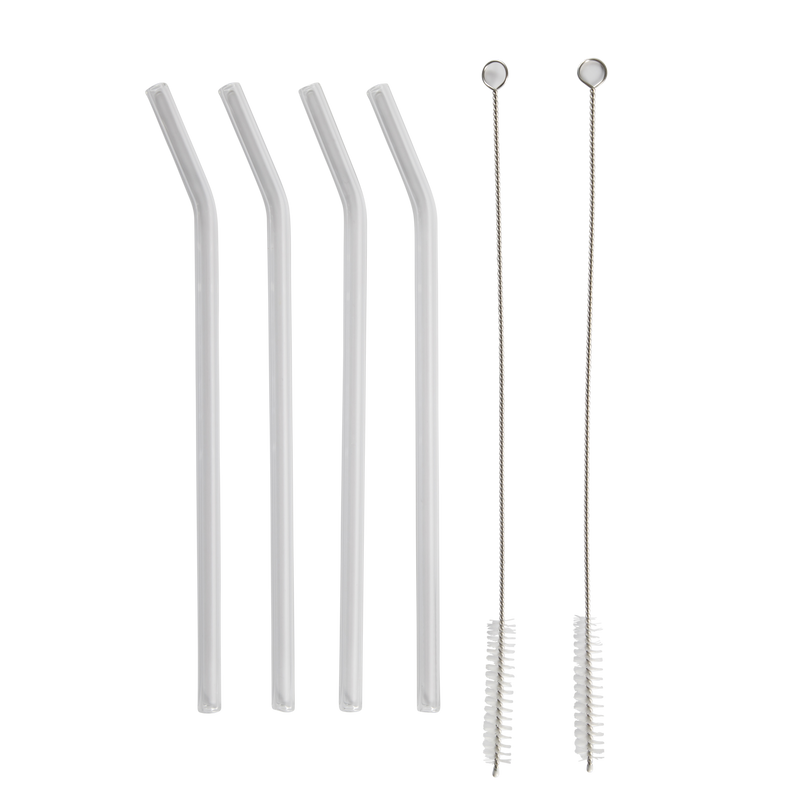 Gibson Home Zadie 10pc 18oz Borosilicate Glass Tumblers w/ Glass Straws & Cleaning Brush Set - Clear - Gift Box