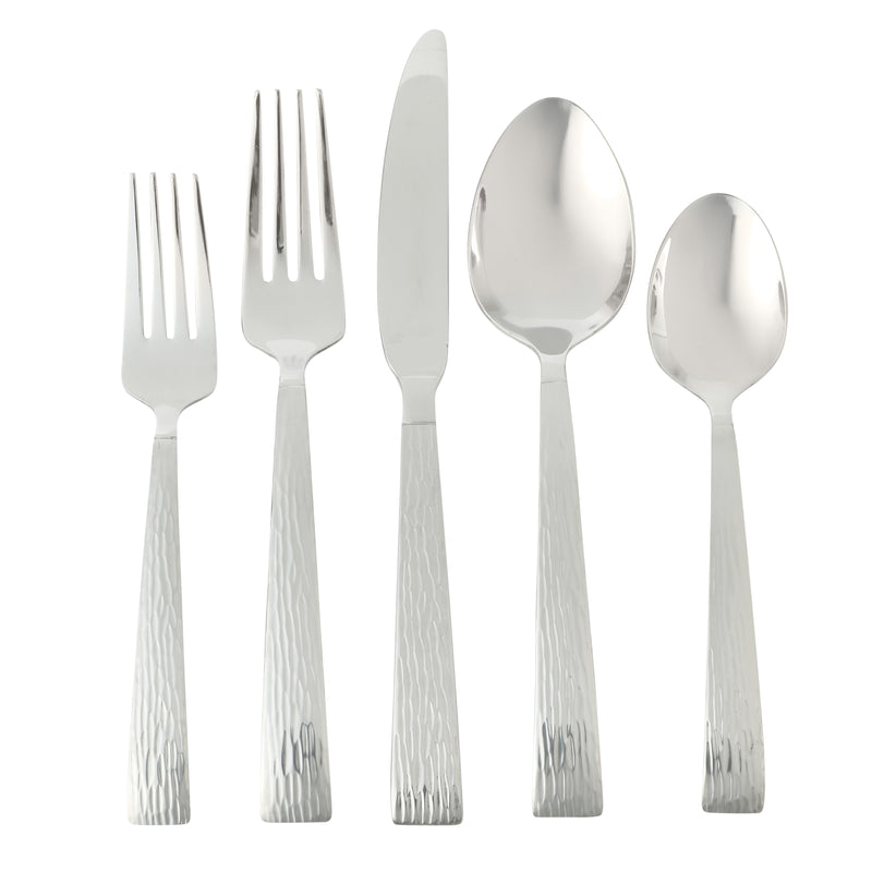 Gibson Home Cowper 20pc Flatware Set - Silver - Polished Hammered - Stainless Steel - Open Window Gift Box