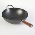 Martha Stewart Chisholm 13.5" Non-Stick Steel Wok - Black - Nonstick Int - Walnut Wood Long Handle - Color Sleeve w/ Remailer
