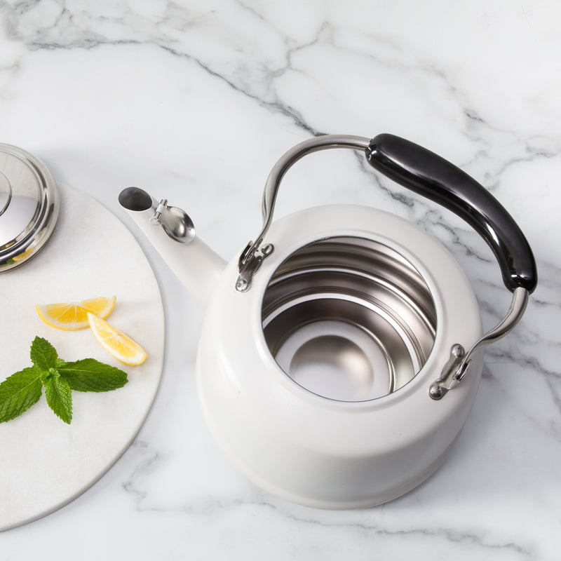 Martha Stewart Kingstree 1.9qt Stainless Steel Whistling Teakettle w/ Lid - Electrolysis Interior & Exterior - Bakelite Handle - Gift Box