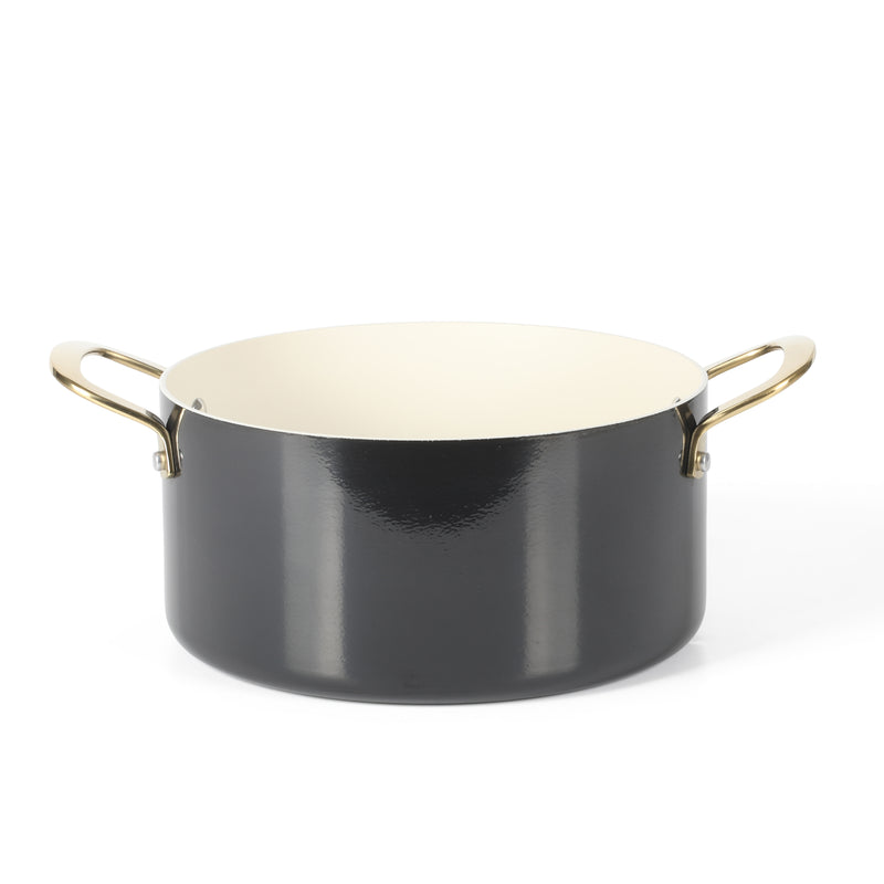 Martha Stewart Galway 10pc Aluminum Cookware Set w/ Aluminum Lid - Black with Gold Color Handle - Gift Box w/ Remailer