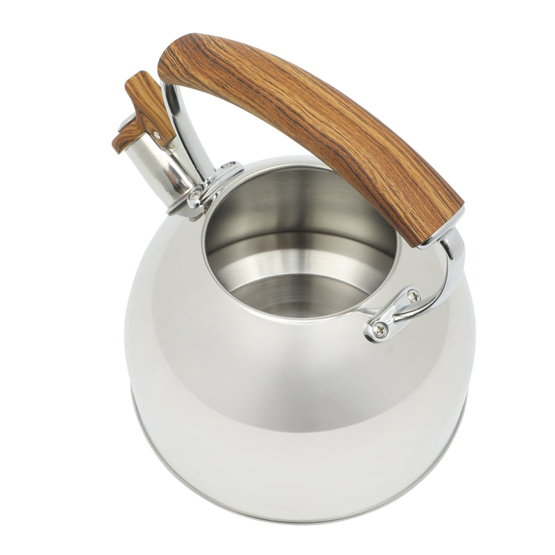 Mr. Coffee Fremont 2qt Stainless Steel Tea Kettle - Metallic Polished - Wood Look Handle - Gift Box w/ Hang Tag