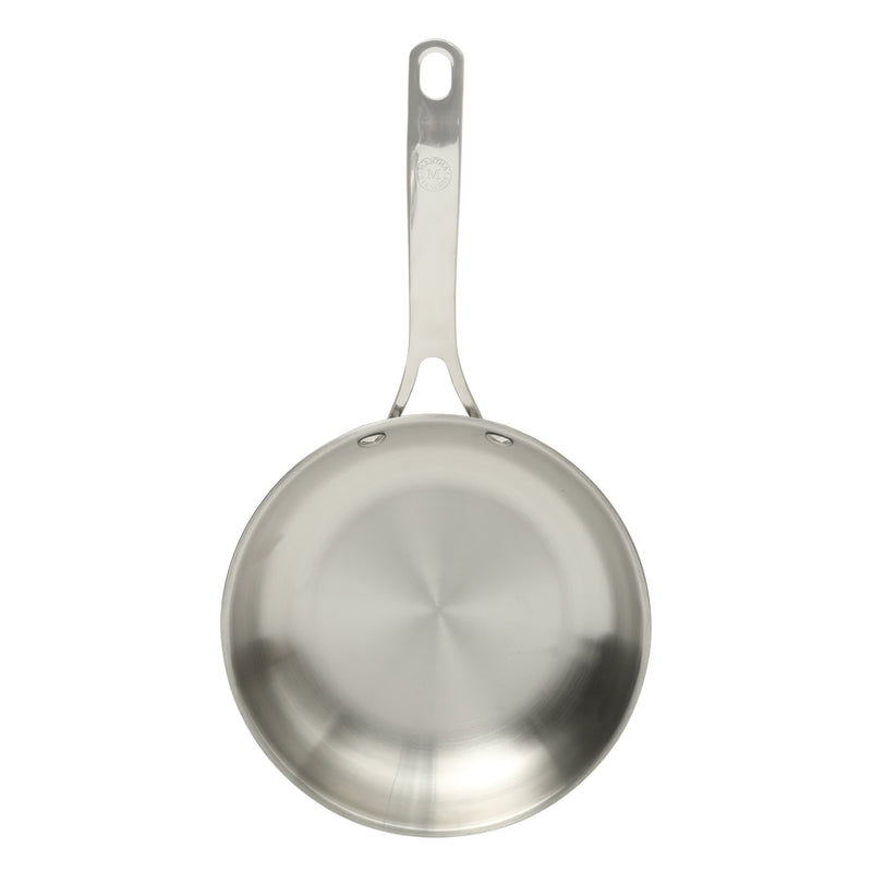 Martha Stewart Castelle 8" Stainless Steel Frying Pan - Satin Polish Interior- Gold PVD Handle - Impact Bonded Base - Color Sleeve