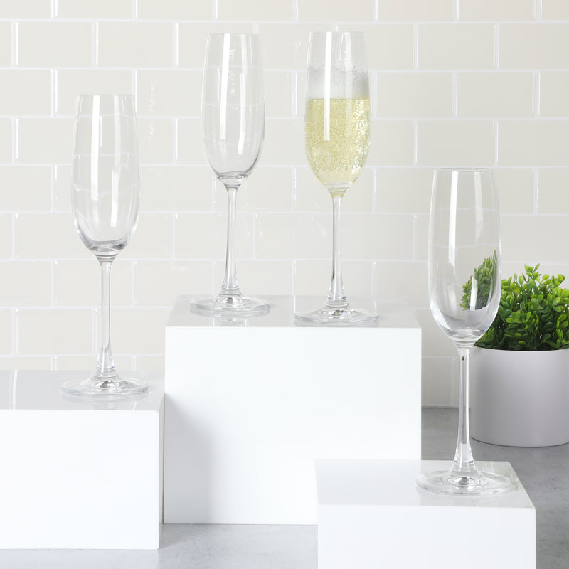 Martha Stewart Vivica 4pc 7.3oz Stemmed Flute Glass Set - Clear - Open Window Gift Box