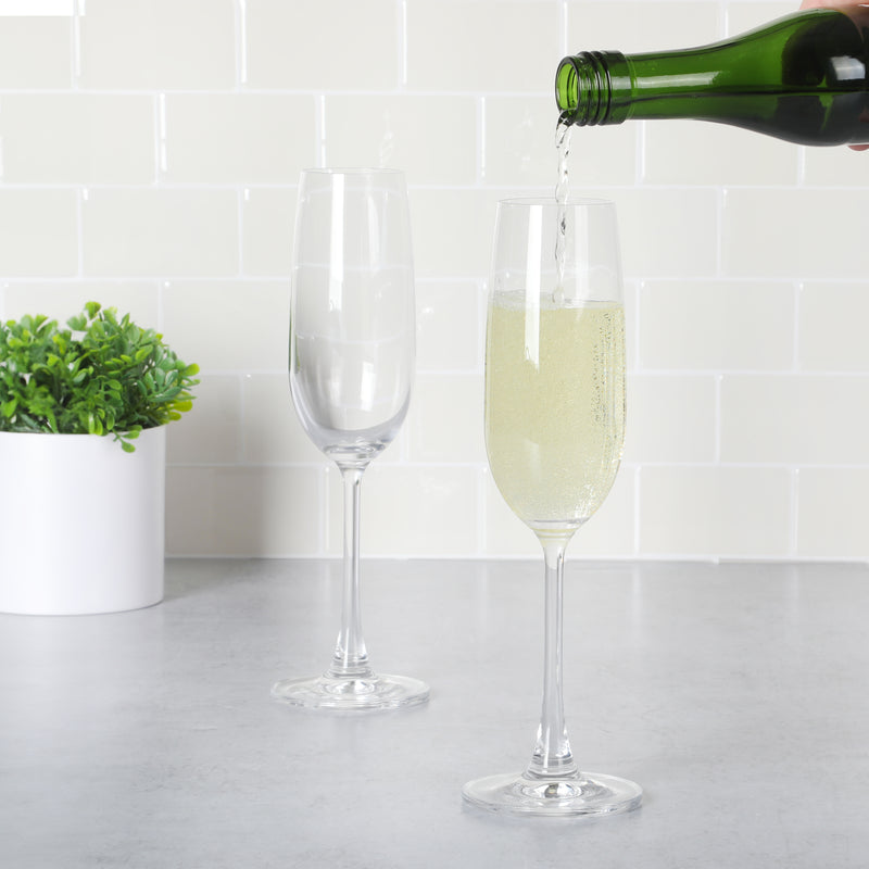 Martha Stewart Vivica 4pc 7.3oz Stemmed Flute Glass Set - Clear - Open Window Gift Box