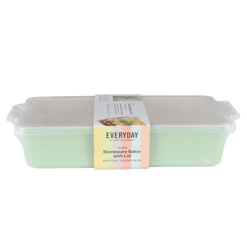 Martha Stewart Everyday Tilden 9" x 13" Baker w/ PP Lid - Two-Tone - Rectangle - Solid Color - Stoneware - Color Sleeve W/ Rm
