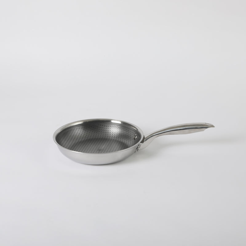 Oster Modessa 8" Triply Stainless Steel Frying Pan - Etching Nonstick Interior - Long Handle - Color Sleeve