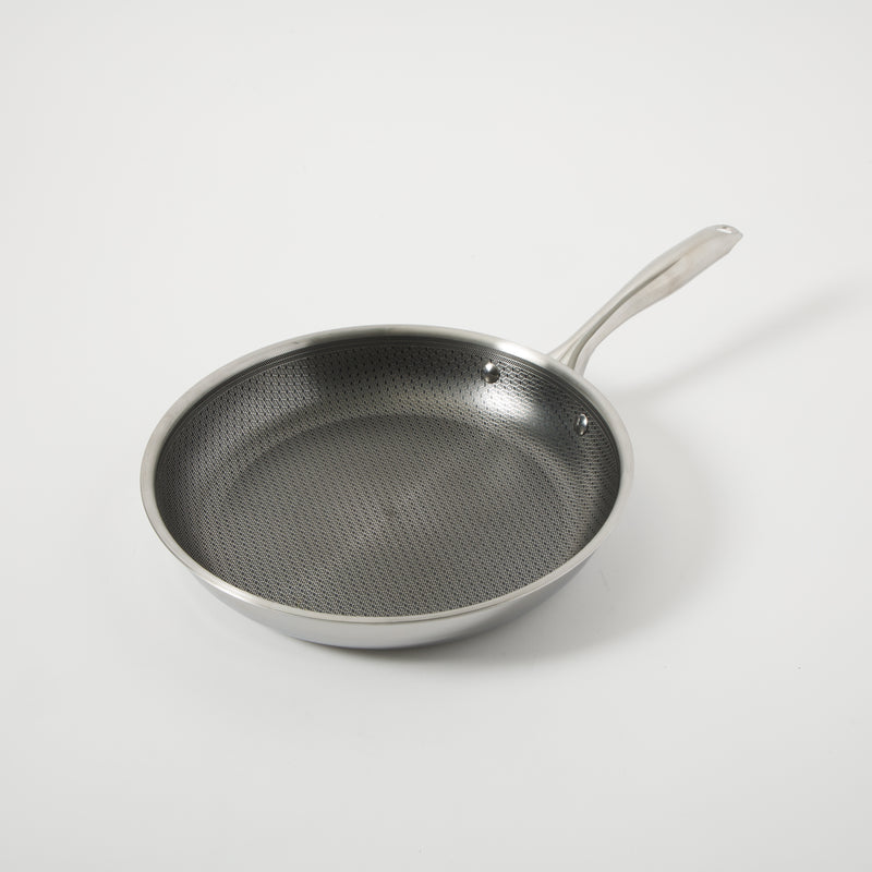 Oster Modessa 11" Triply Stainless Steel Frying Pan - Etching Nonstick Interior - Long Handle - Color Sleeve