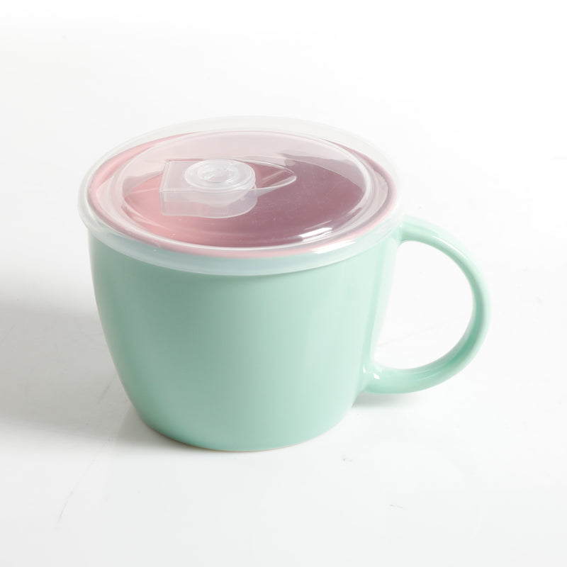 Gibson Home On the Go 25oz Soup Mug w/ PP Vented Lid - Two Tone - Solid Color - Stoneware - Open Stock