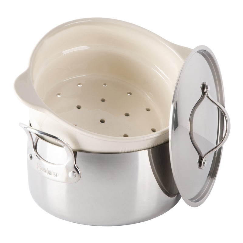 Bloomhouse 8pc Triply Stainless Steel Cookware Set - Grey Ceramic Interior- Gift Box w/ Remailer