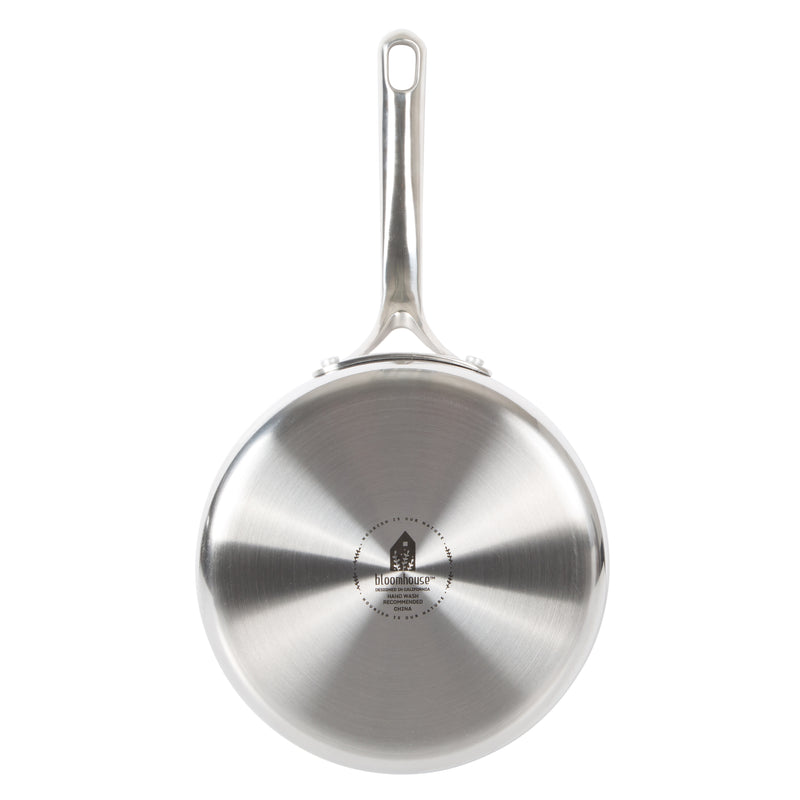 Bloomhouse 8" Triply Stainless Steel Frying Pan - White Ceramic Interior - Gift Box w/ Remailer