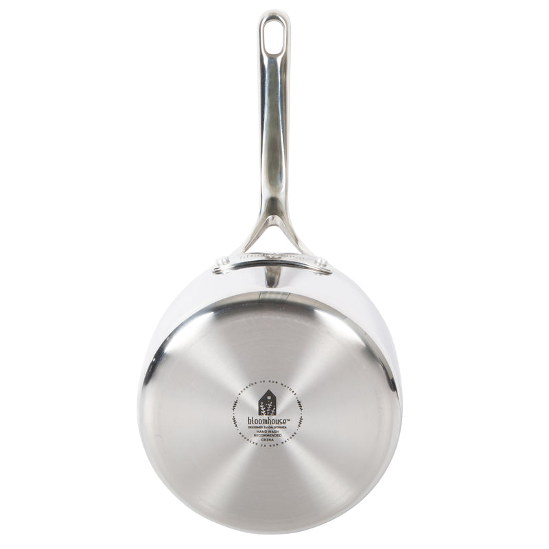 Bloomhouse 3qt Triply Stainless Steel Saucepan w/ Stainless Steel Lid - White Ceramic Interior - Gift Box w/ Remailer