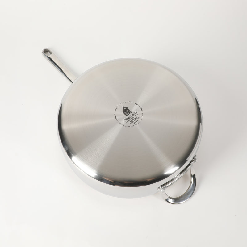 Bloomhouse 6qt Triply Stainless Steel Sauté w/ lid & Helper Handle - White Ceramic Interior - Gift Box w/ Remailer