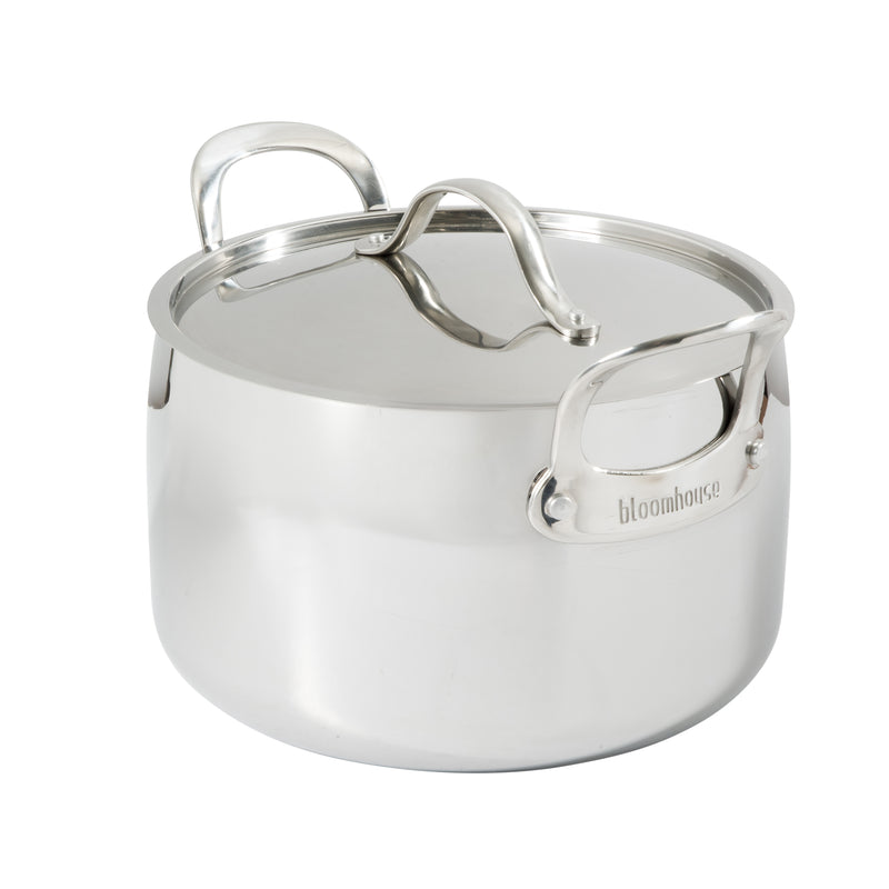 Bloomhouse 8qt Triply Stainless Steel Stock Pot W/ Stainless Steel Lid - White Ceramic Int - GBX w/ Remailer
