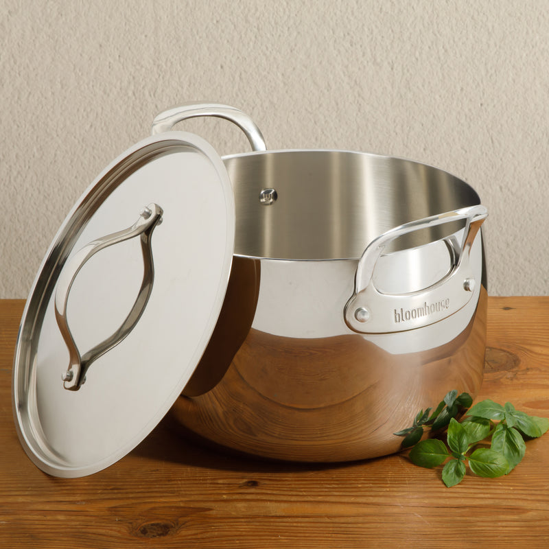 Bloomhouse 8qt Triply Stainless Steel Stock Pot W/ Stainless Steel Lid - White Ceramic Int - GBX w/ Remailer