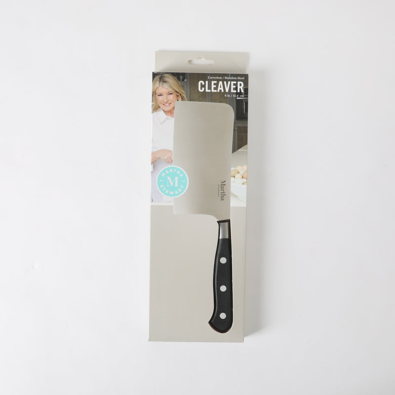 Martha Stewart Carverton 6" Stainless Steel Cleaver - Black - Traditional Shape - ABS Forged Handle - Gift Box w/ Remailer