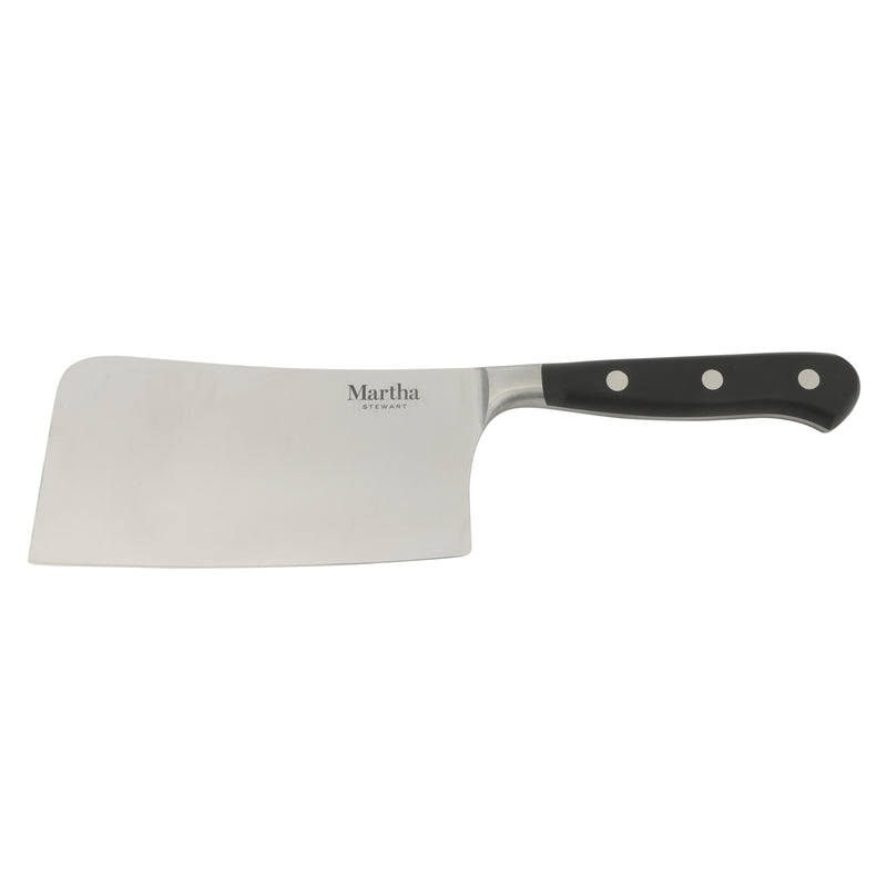 Martha Stewart Carverton 6" Stainless Steel Cleaver - Black - Traditional Shape - ABS Forged Handle - Gift Box w/ Remailer