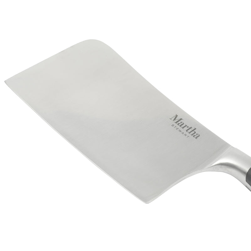 Martha Stewart Carverton 6" Stainless Steel Cleaver - Black - Traditional Shape - ABS Forged Handle - Gift Box w/ Remailer