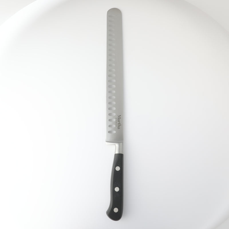 Martha Stewart Carverton 10" Stainless Steel Hollow Edge Slicer - Black - Traditional Shape - ABS Forged Handle - Gift Box w/ Remailer
