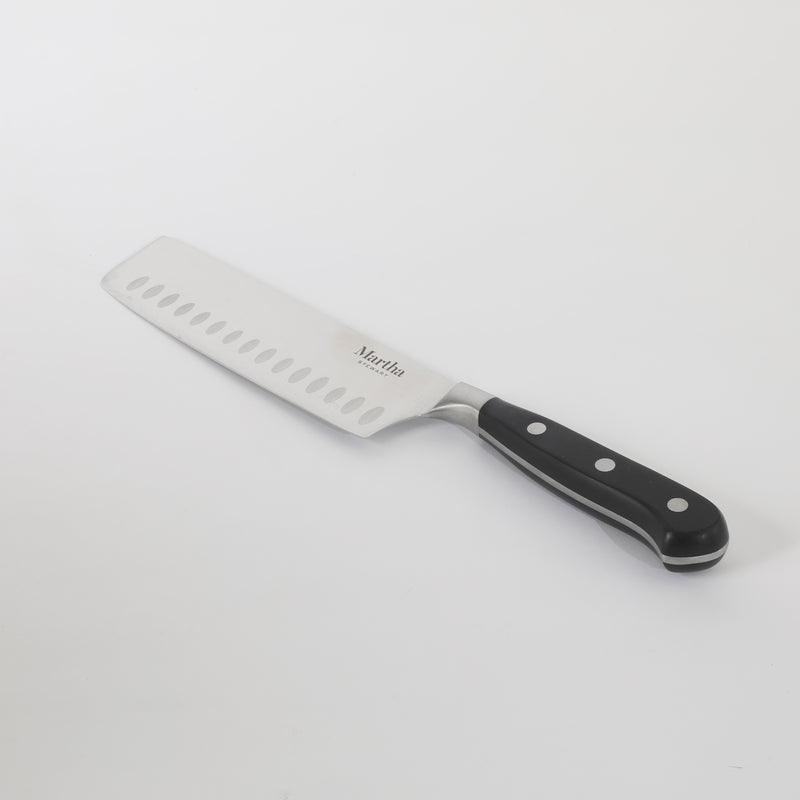 Martha Stewart Carverton 6" Stainless Steel Nakiri Knife - Black - Traditional Shape - ABS Forged Handle - Gift Box w/ Remailer