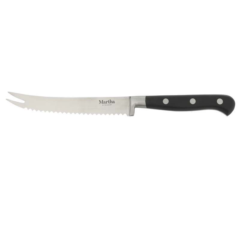 Martha Stewart Carverton 2pc Stainless Steel Tomato Knife & Bird Beak Knife - Black - Traditional Shape - ABS Forged Handle - Gift Box w/ Remailer