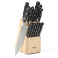 Martha Stewart Carverton 15pc Stainless Steel Cutlery Set w/ Rubberwood Block - Black - Traditional Shape - ABS Forged Handle - Gift Box