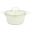 Martha Stewart Heathland 4.4qt Aluminum Dutch Oven w/ Lid - Linen - Taper Shape - Off White Ceramic Interior - Induction - Silicone Handle - T-Box